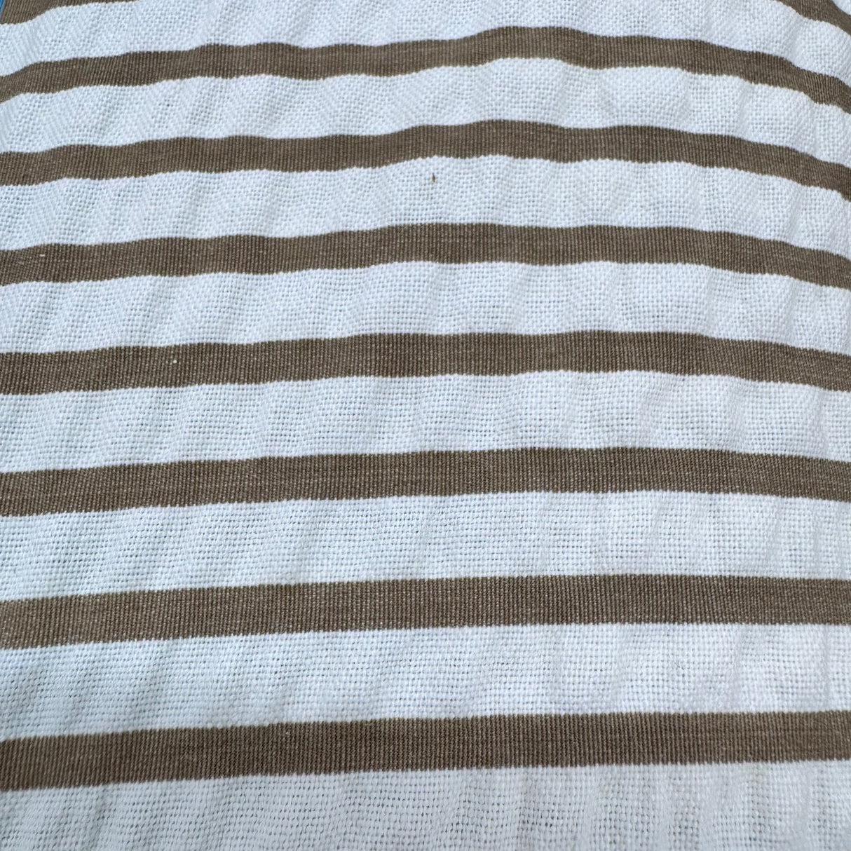Yarn Dyed Seersucker Stripe Fabric, Beige & Ivory Textured - by the Yard
