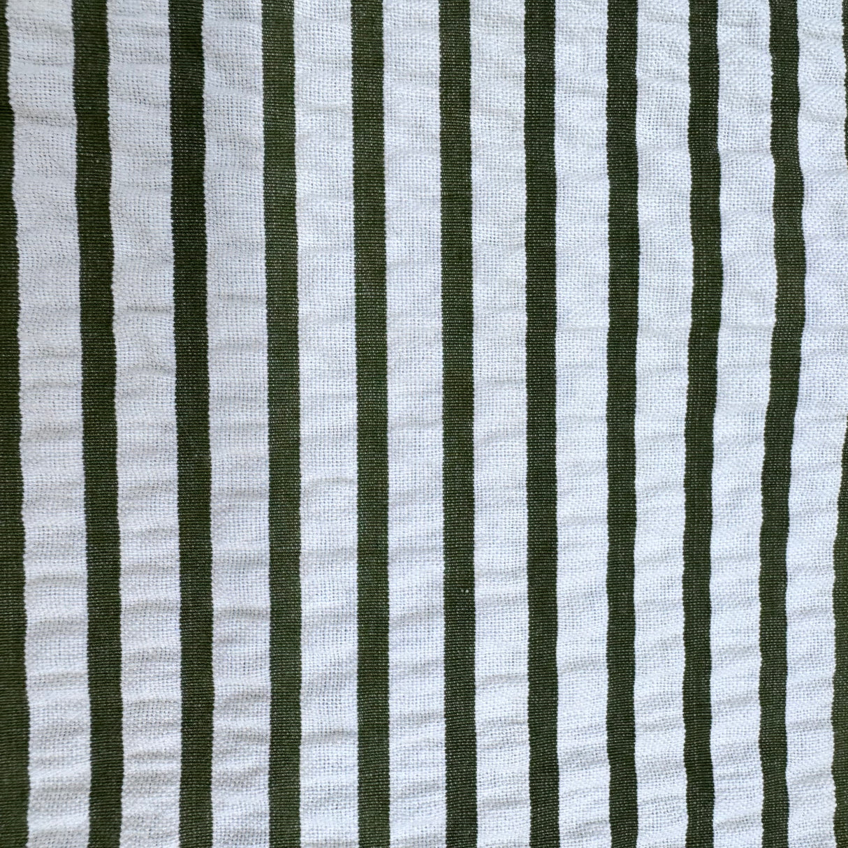 Yarn Dyed Seersucker Stripe Fabric, Beige & Ivory Textured - by the Yard