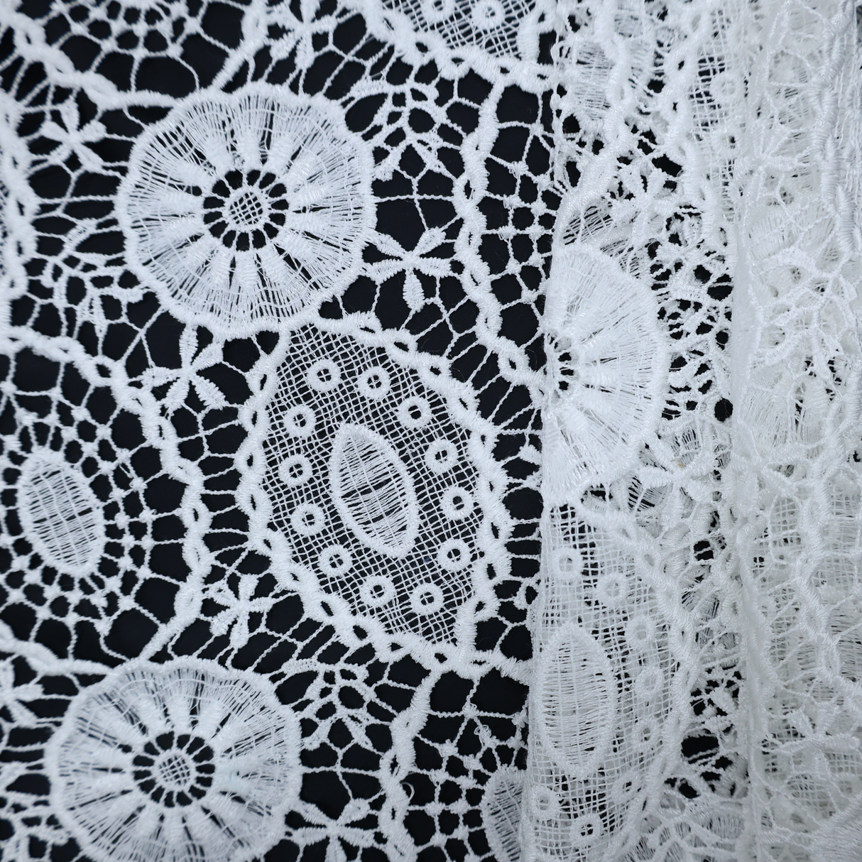 Embroidered Lace Fabric –White(#ELA01)/By the Yard
