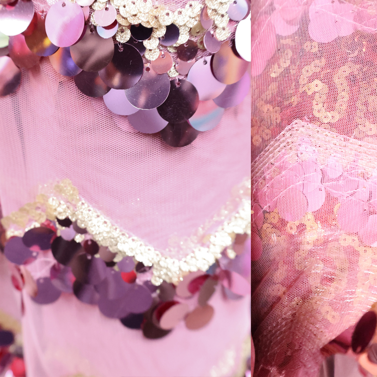 Sequin Mesh Fabric with Layered Round Paillettes(4Colors) By the Yard