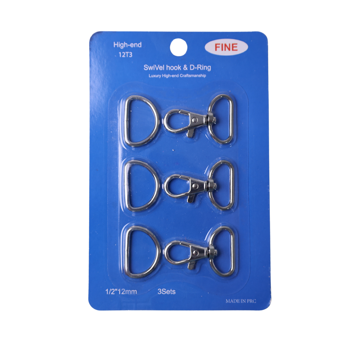 Swive Hook & D-Ring: Silver, High-End, Belts & Bag Making, 1/2"(12mm)