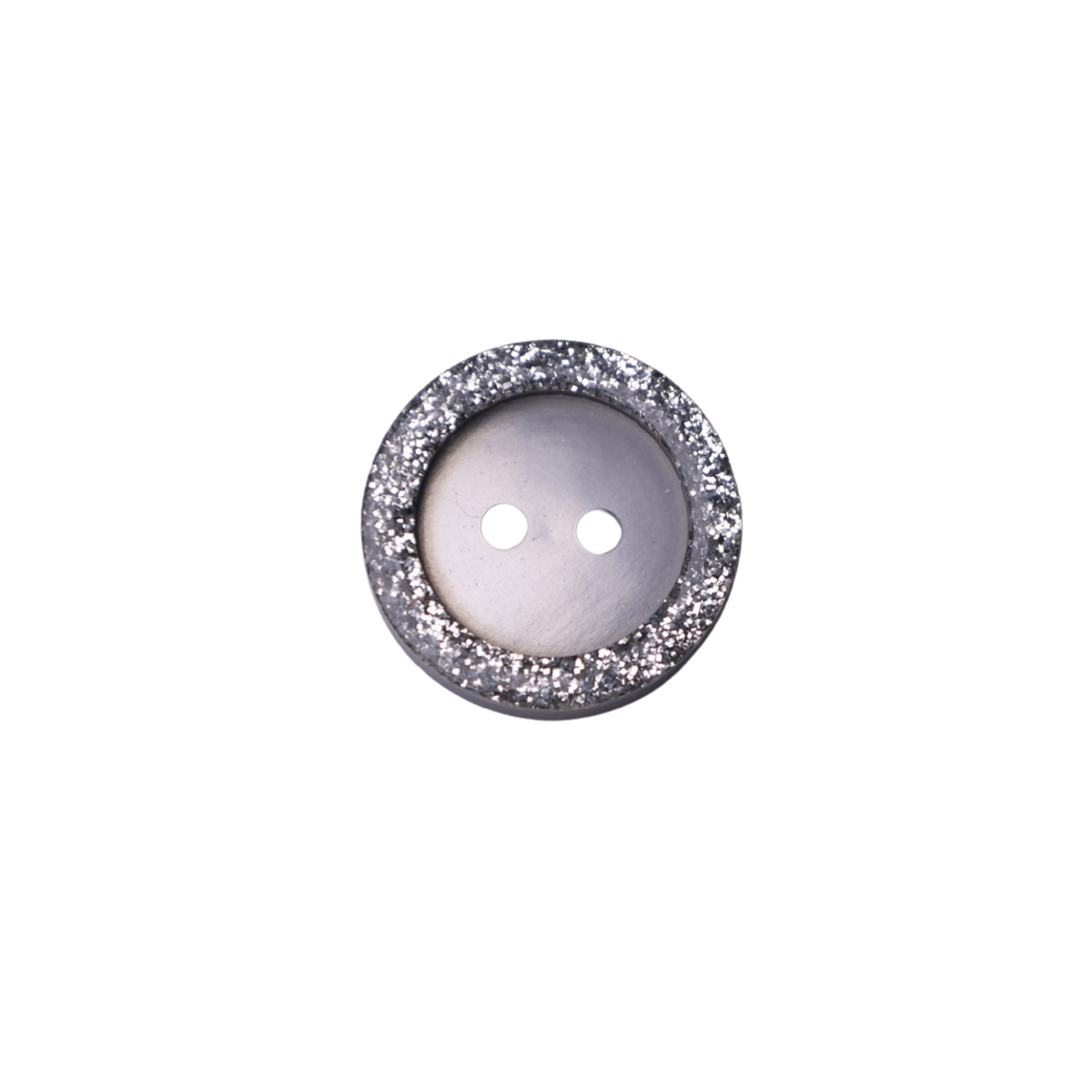 Silver Glitter Rim 2-Hole Button – 11/16" (1.75 cm)
