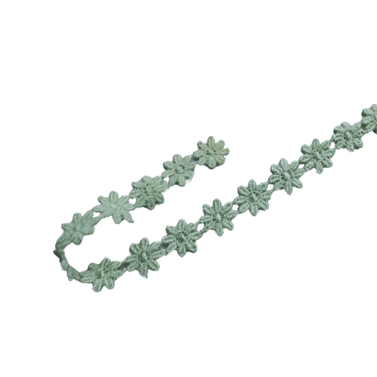 Flower Lace Trim – Mint Green, 1/2" Wide (15 Yards)