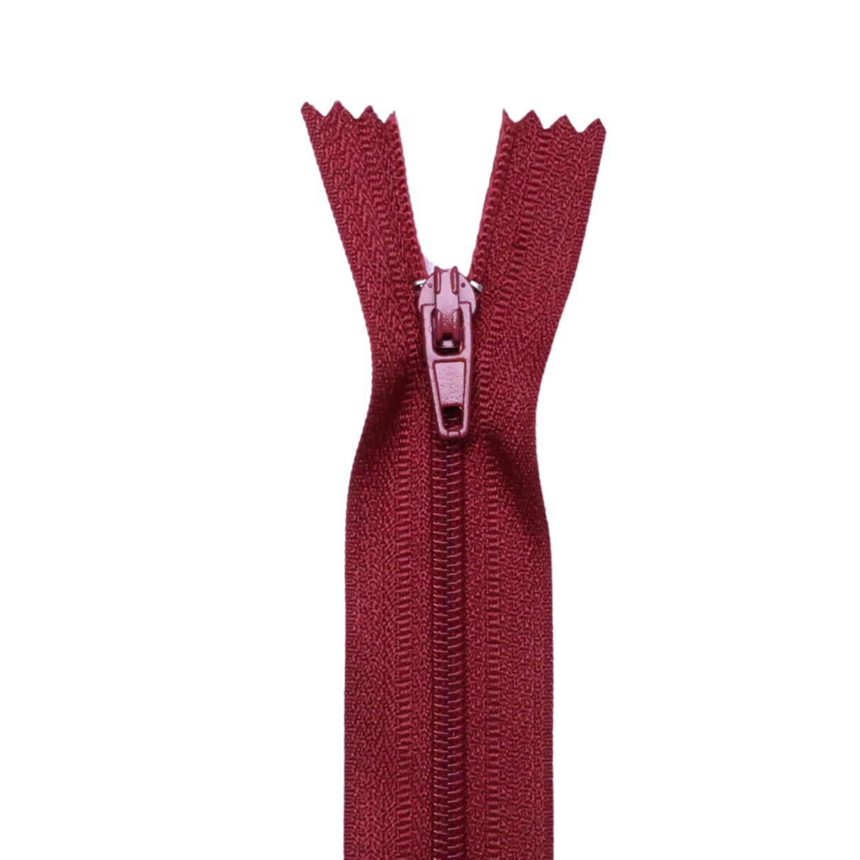 Plastic Normal Zippers: 24", Closed-End, All-Purpose, RED Shade
