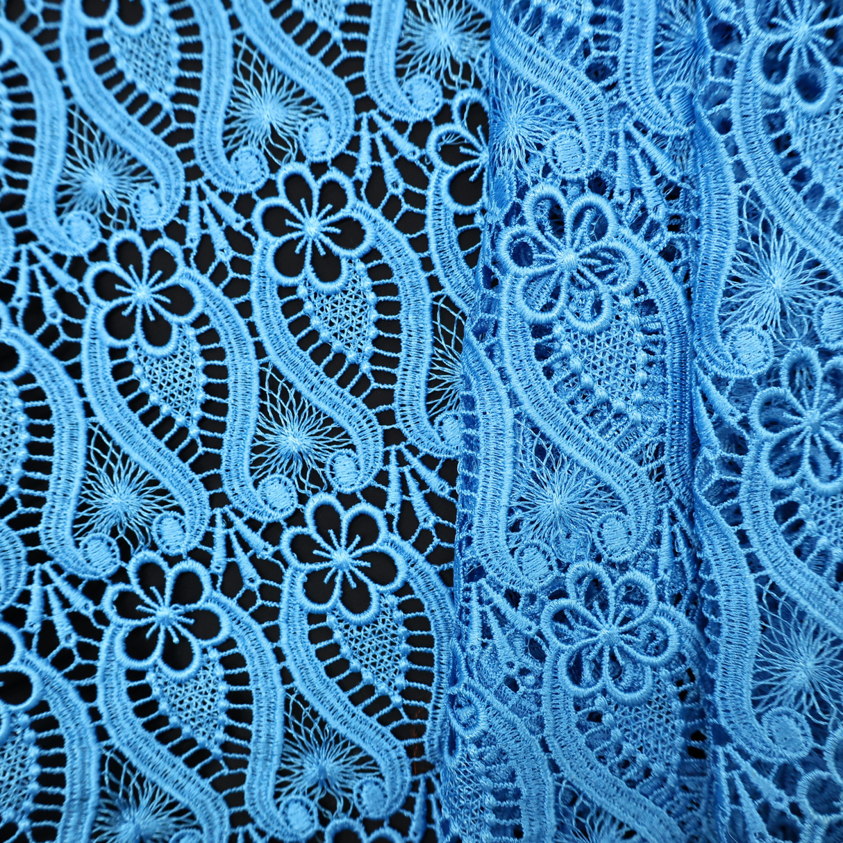 Embroidered Lace Fabric –Blue(#ELA07)/By the Yard
