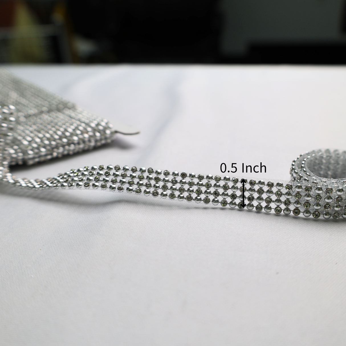 Silver Rhinestone Trim- 0.5 Inch/10YDS (#SIL28)