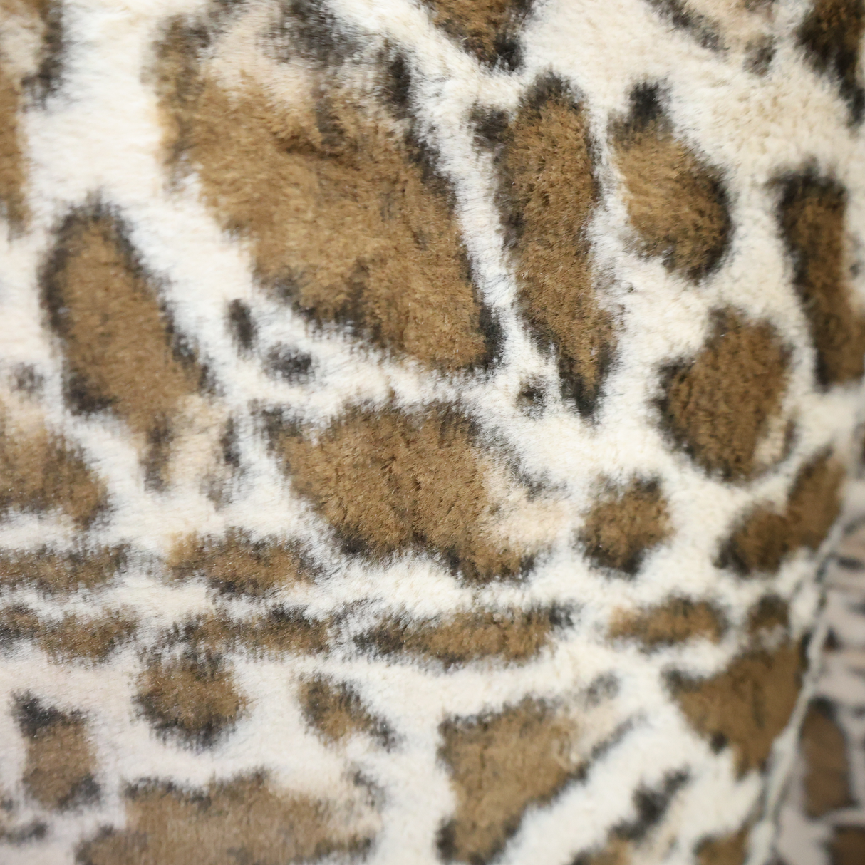 Leopard Print Faux Fur Fabric – Camel Brown & Ivory (#FF15) By the Yard