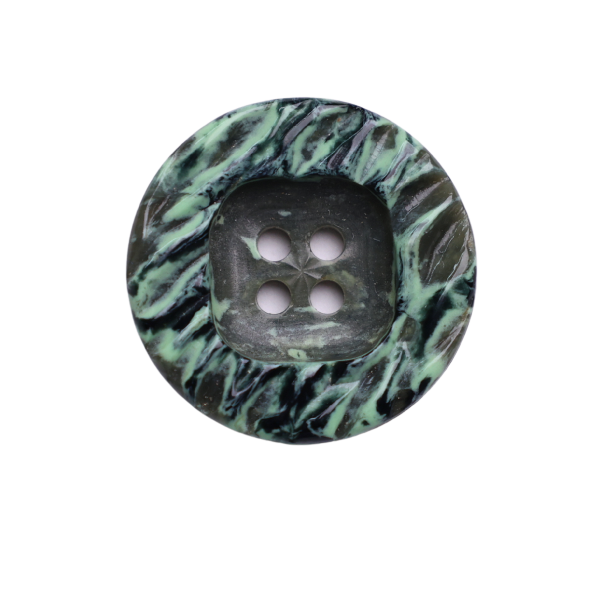 RANCHER Button : Green(#6407), 4-Hole, 2 Sizes, by Dozen(12 pcs)/Gross(144 pcs)