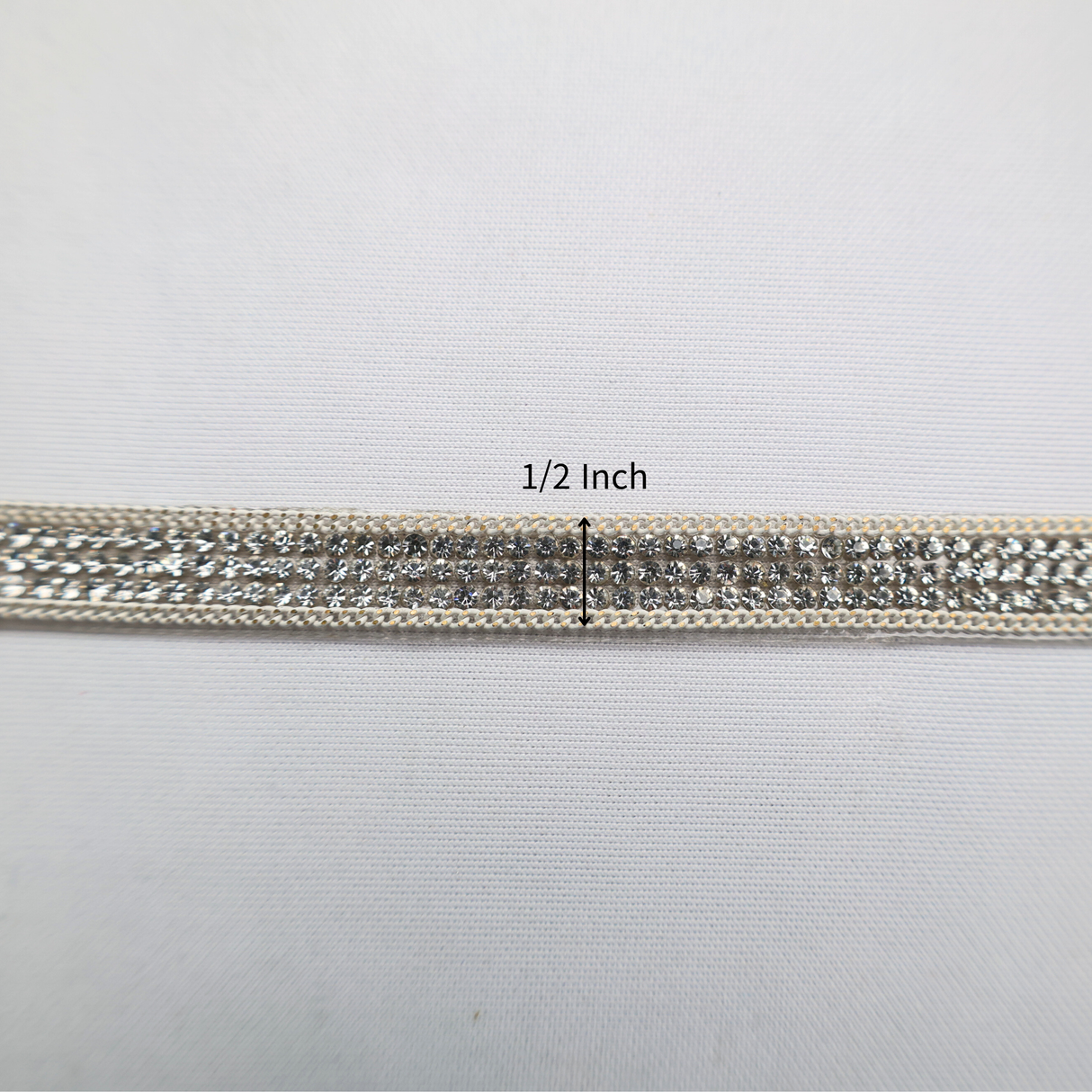 Silver Rhinestone Strip Trim - 1/2 Inch/10YDS (#CRY12)