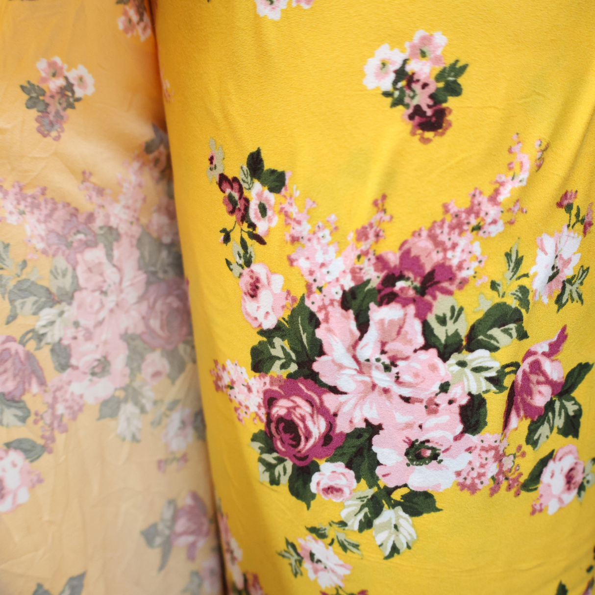 Double Brushed Jersey Knit Fabric/Yellow Floral Bouquet(#IT610) - By The Yard