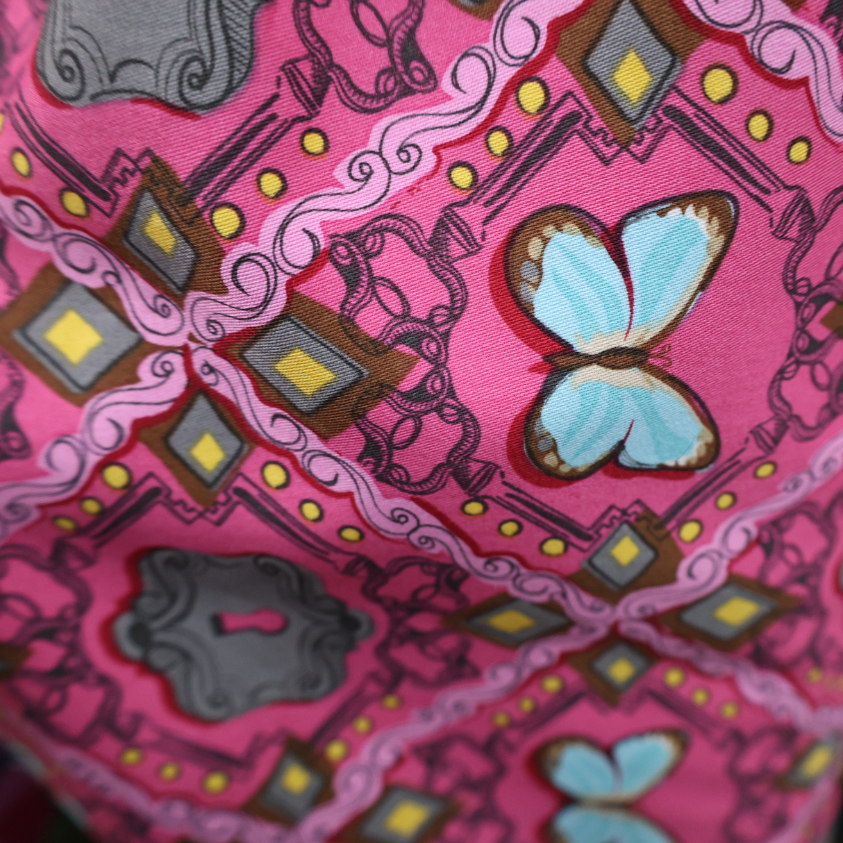 Butterfly & Geometric Print Fabric, Cotton-Poly Blend, By the Yard