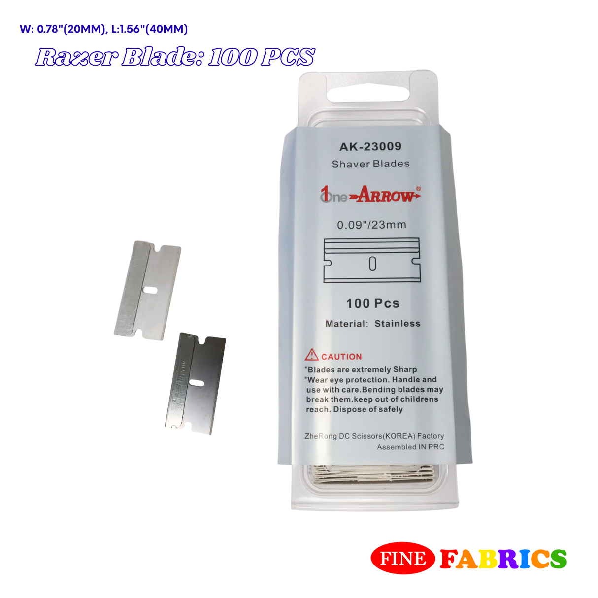 Razer Blade: 100 PCS, Stainless, Single Edge, W: 0.78", L:1.56", #RB01