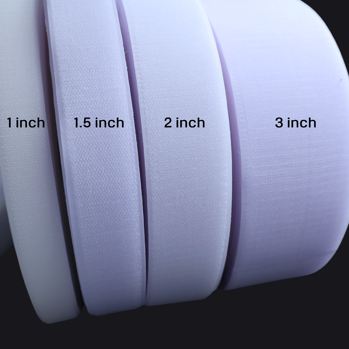 Hook & Loop Straps: White, 4 Size Male (1.0"/1.5"/2.0"/3.0") by Yard