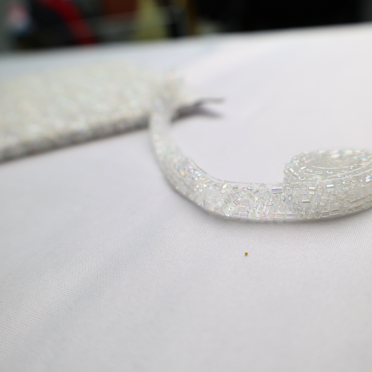 Iridescent Bugle Bead Trim - 0.5 Inch/10YDS (#SIL15)