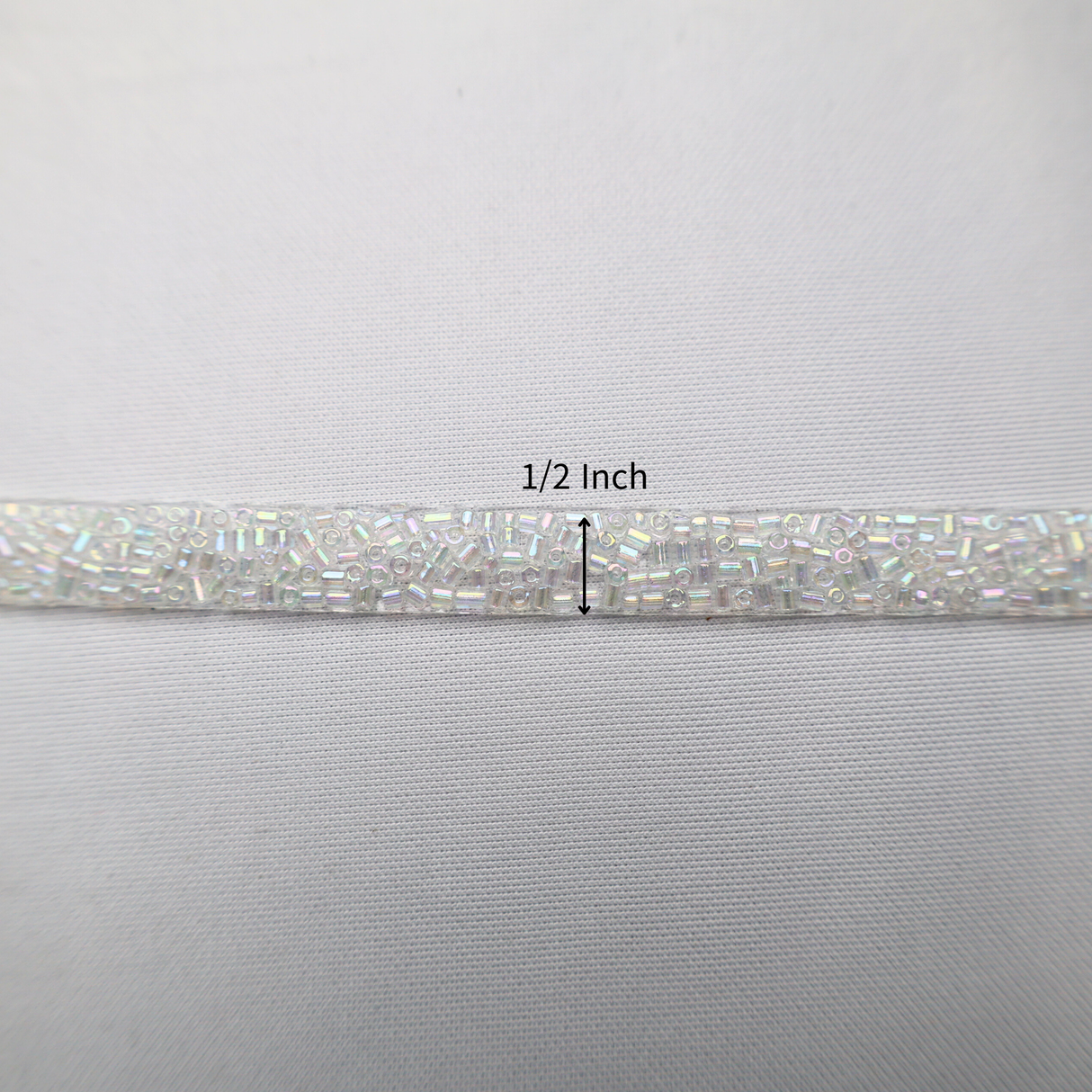 Iridescent Bugle Bead Trim - 0.5 Inch/10YDS (#SIL15)