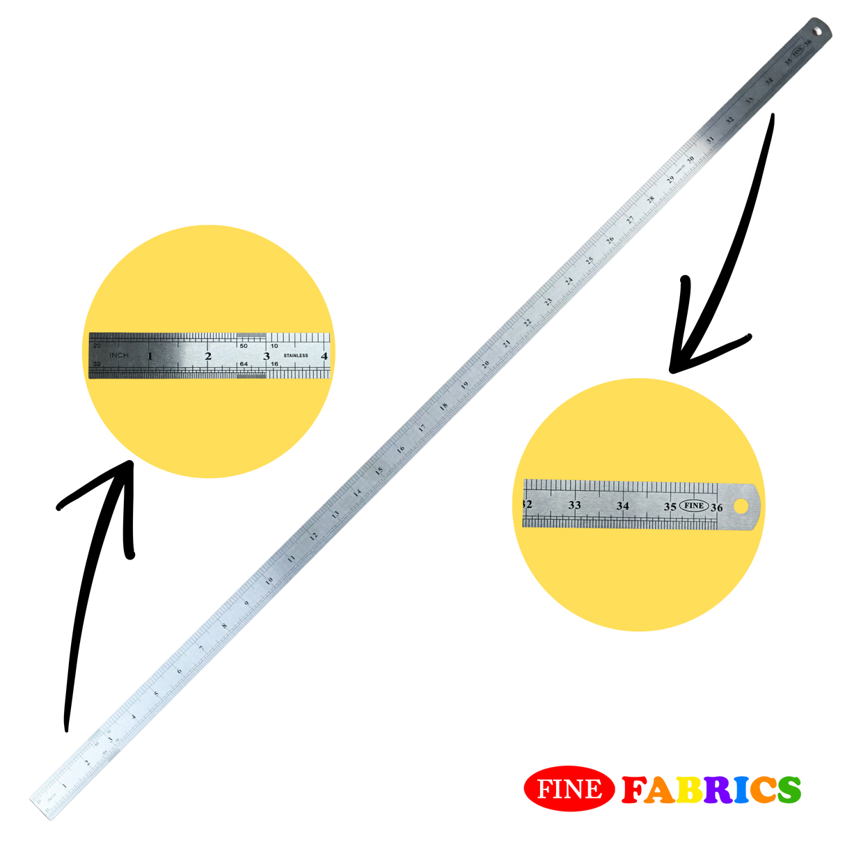 Metal Rulers: Stainless Steel, Straight Edge Rulers, 6/12/18/24/36 Inches