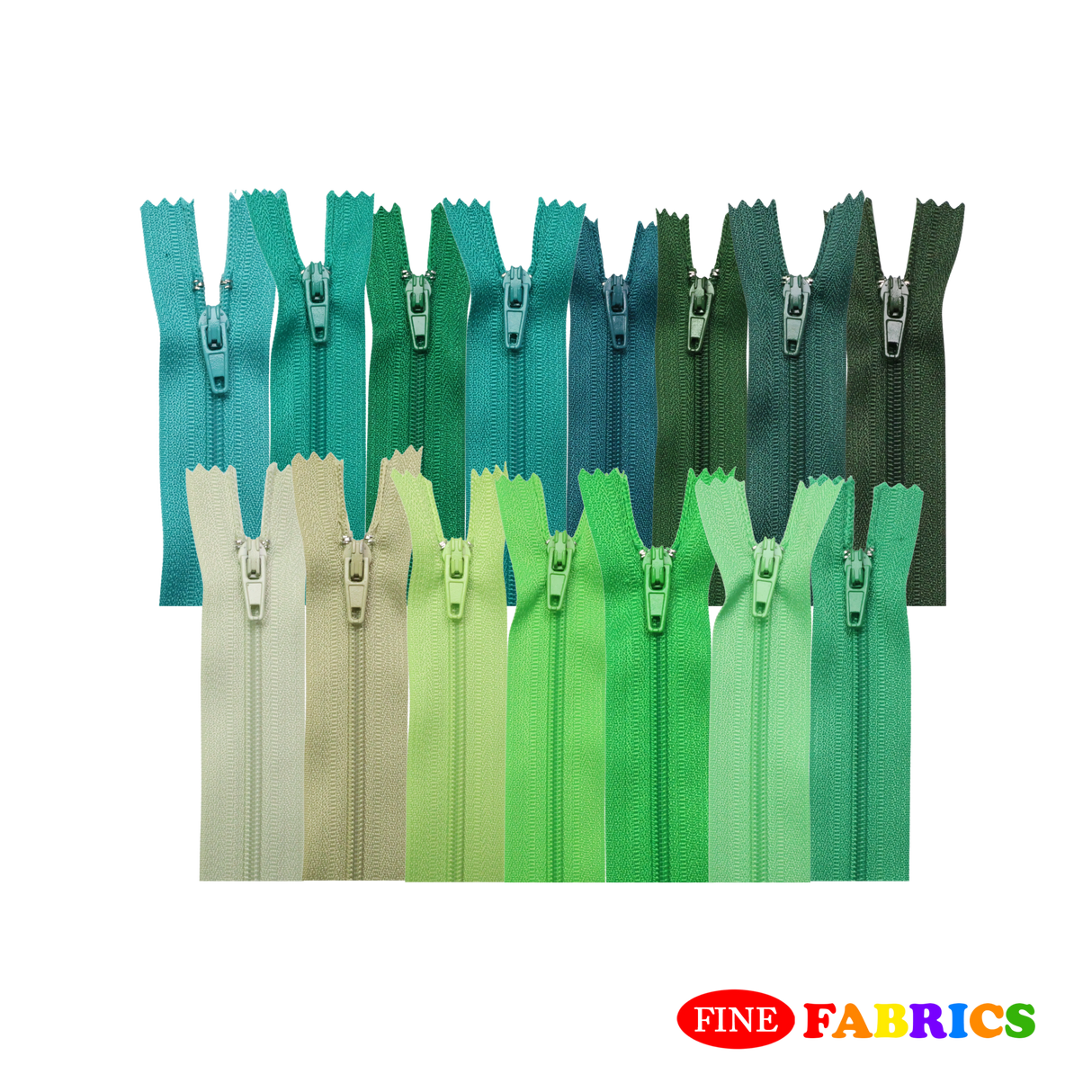 Plastic Normal Zippers: 18", Closed-End, All-Purpose, GREEN Shade