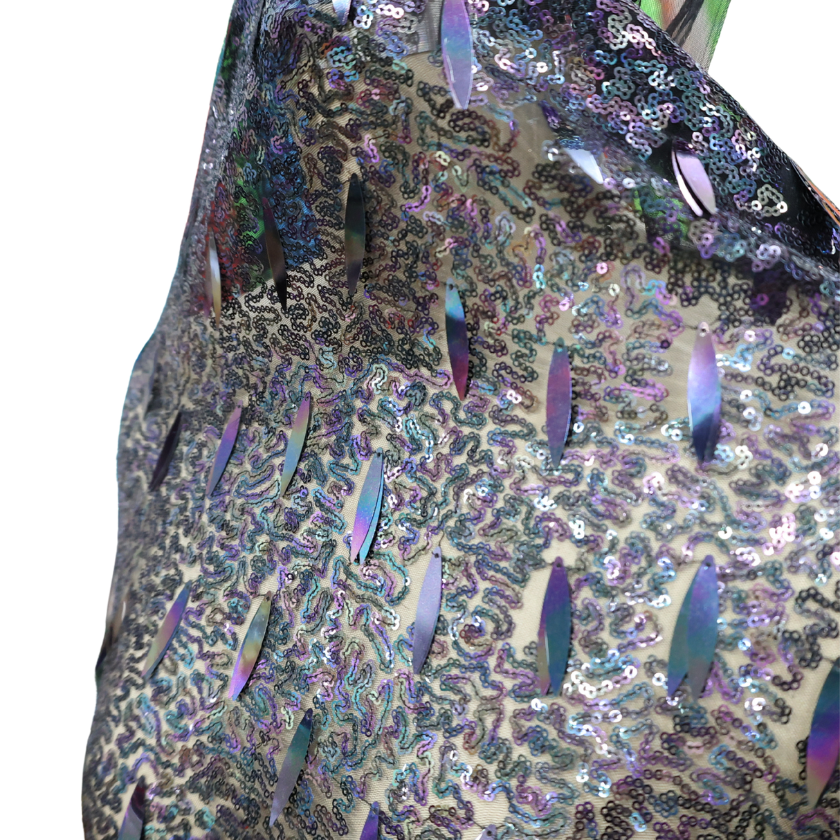 Sequins & Paillettes Mesh Fabric, Iridescent Firework Design, By the Yard