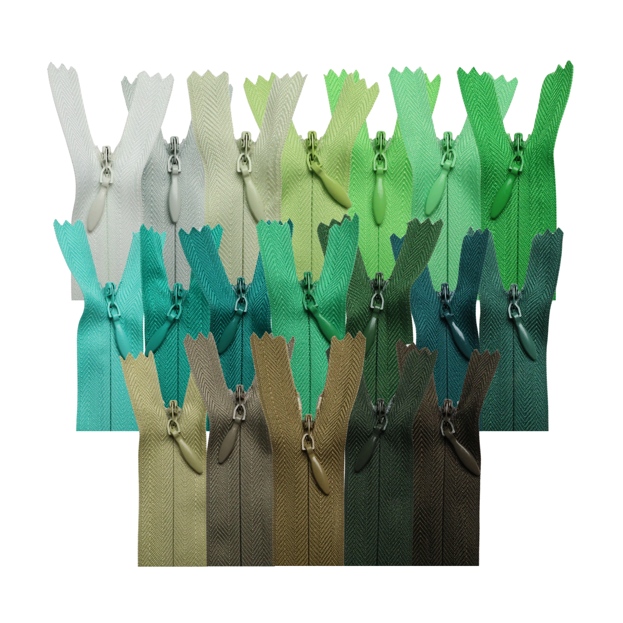 All Purpose, Plastic Invisible Zippers -18", Green Shade