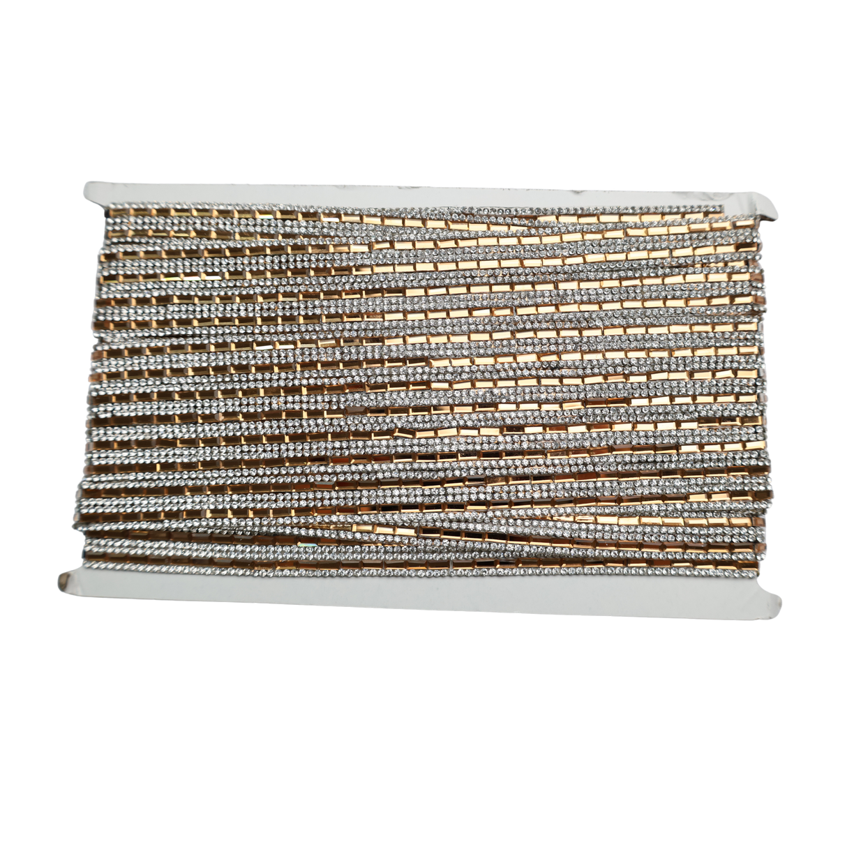 Gold Mirror Bar & Rhinestone Trim - 0.5 Inch/10YDS (#GD10)