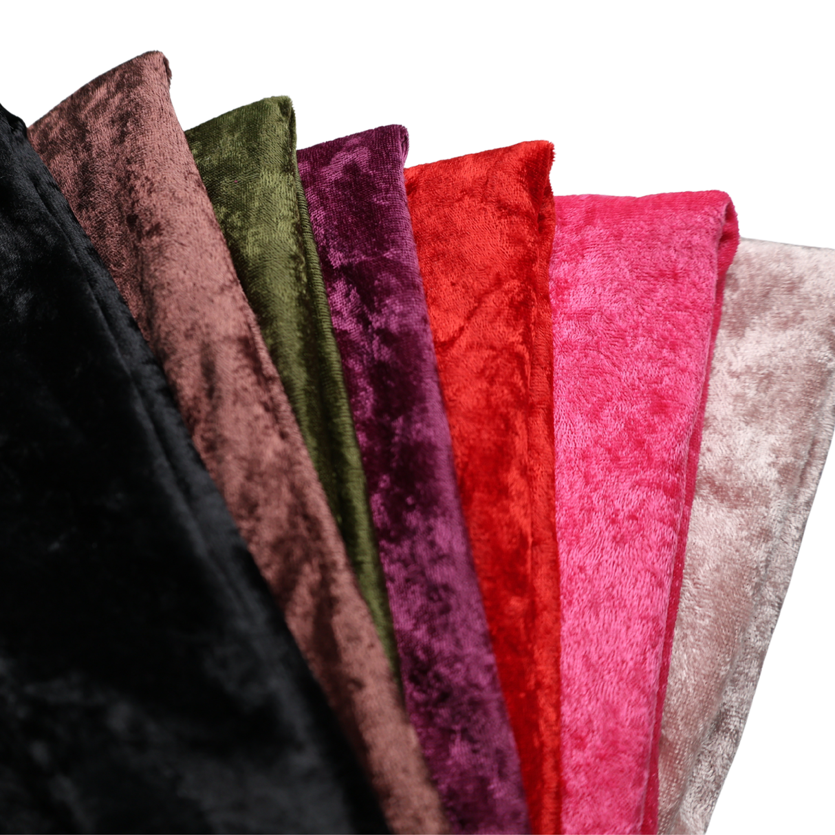 Crinkled Stretch Velvet Fabric(7 Colors), Shiny Textured - By the Yard