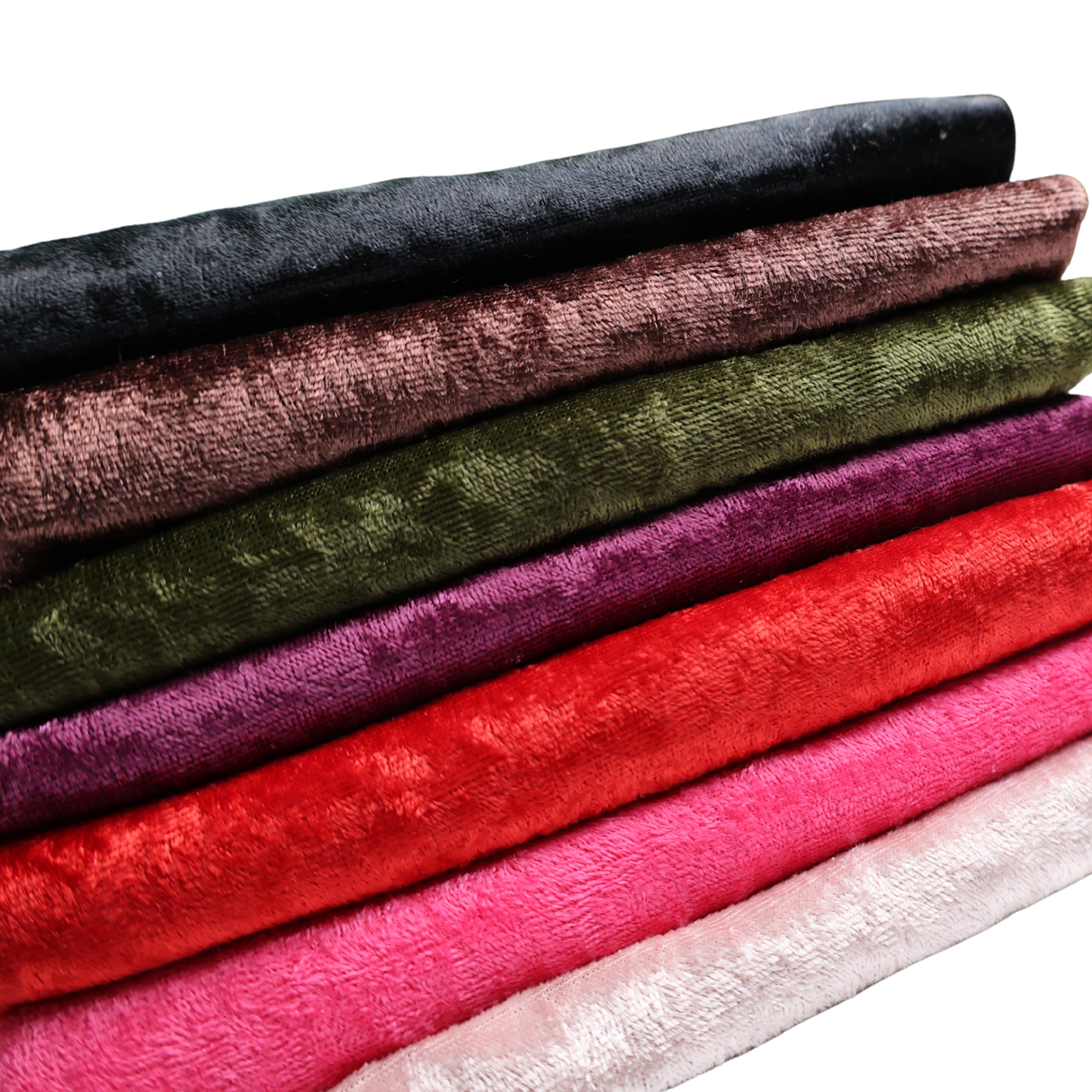 Crinkled Stretch Velvet Fabric(7 Colors), Shiny Textured - By the Yard