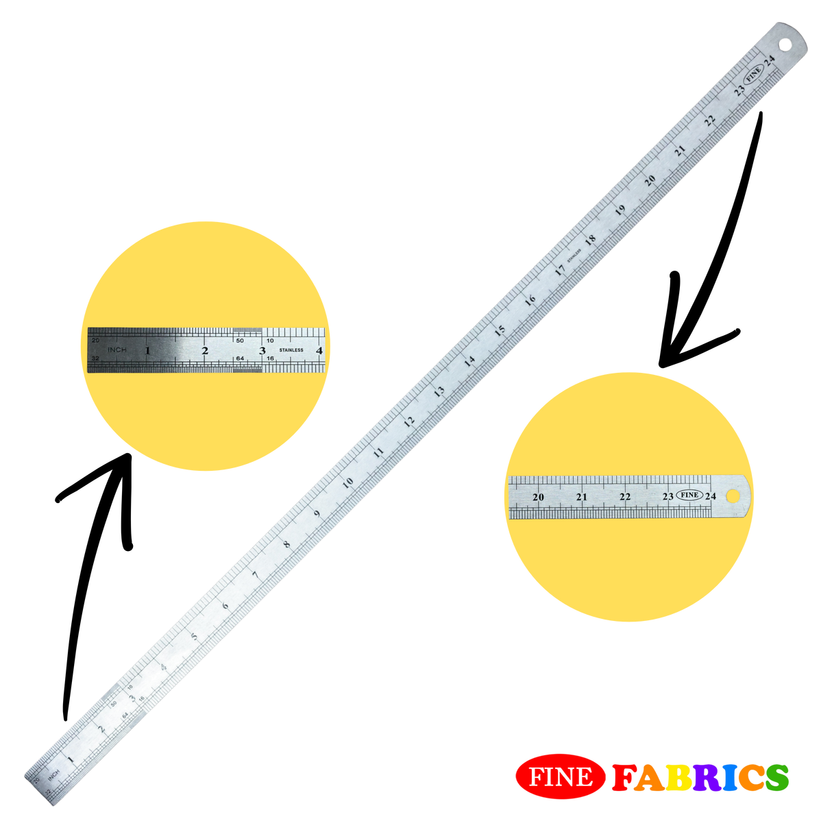 Metal Rulers: Stainless Steel, Straight Edge Rulers, 6/12/18/24/36 Inches