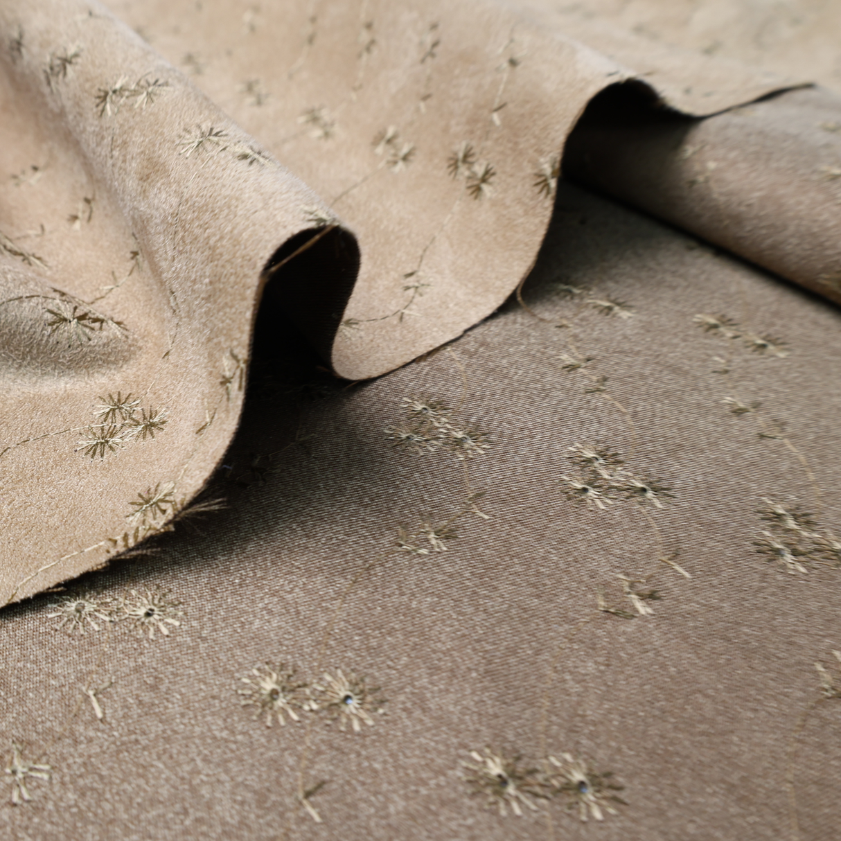 Embroidered Faux Suede Fabric – By the Yard