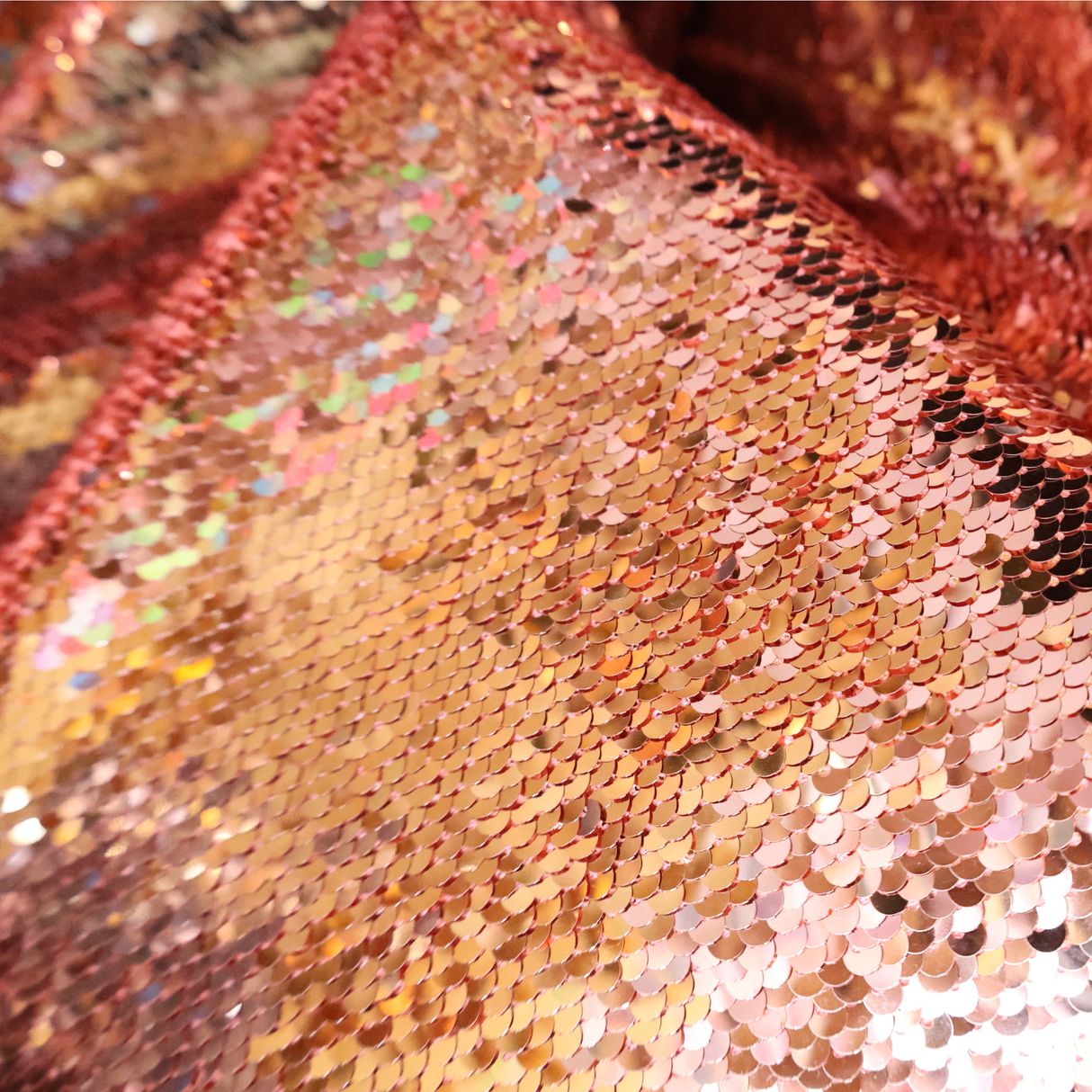 Rose Gold Sequin Mesh Fabric(#SPI21) By the Yard