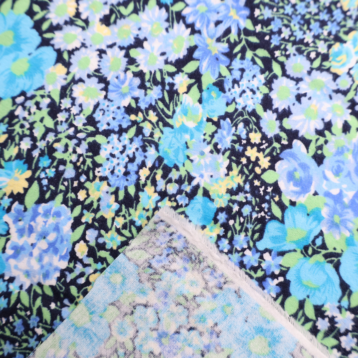 100% Cotton Flannel Fabric / Floral Printed - By the Yard