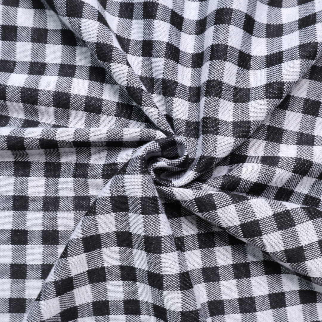 Black & White Check Double Knit Fabric