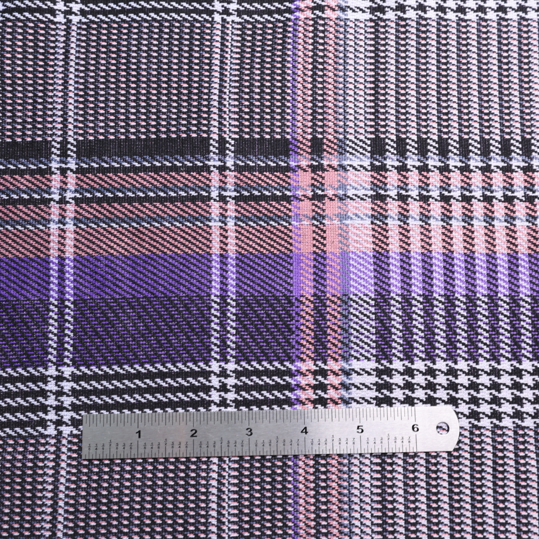 Pink/Purple Check Double Knit Fabric - By the Yard