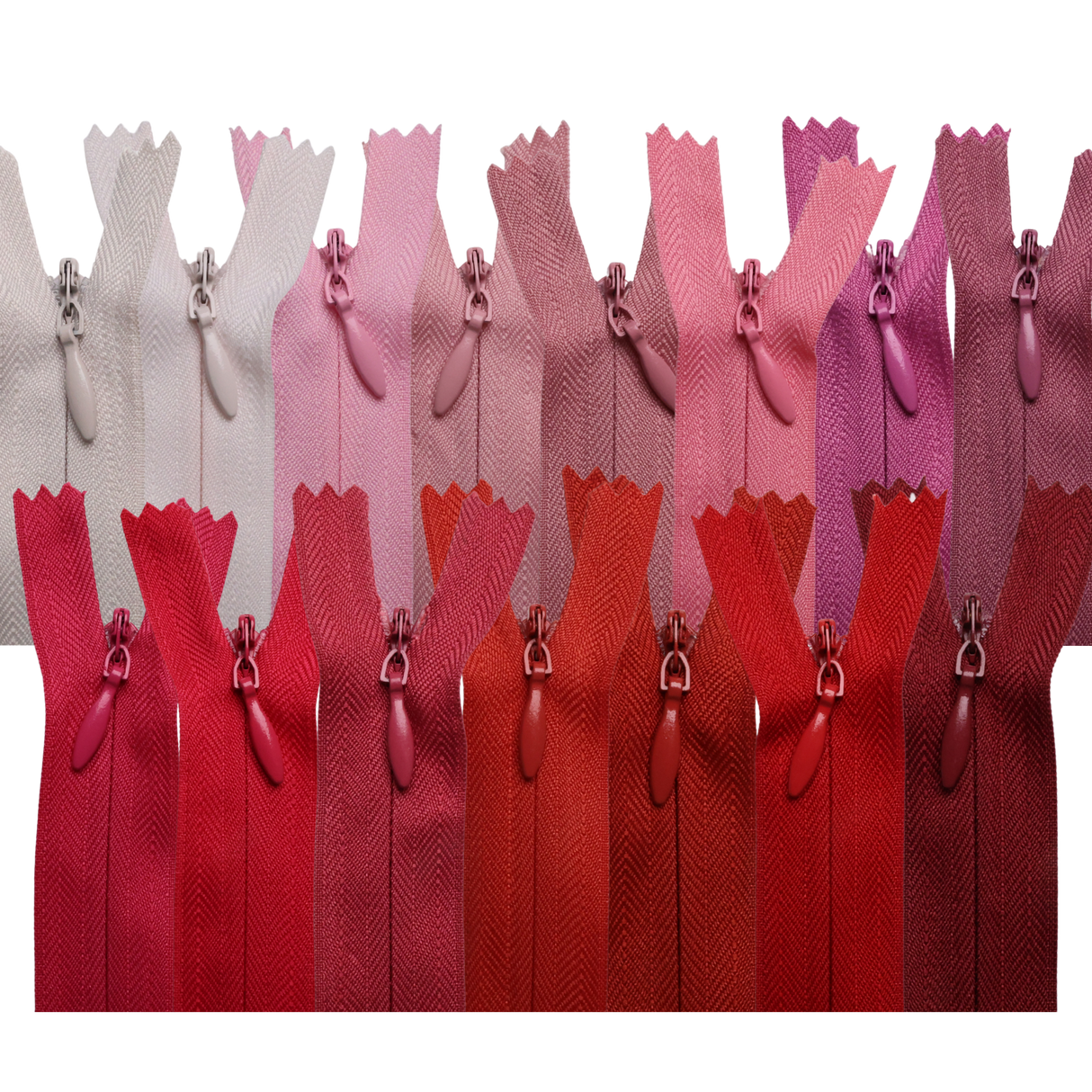 All Purpose, Plastic Invisible Zippers -18", Pink & Red Shade