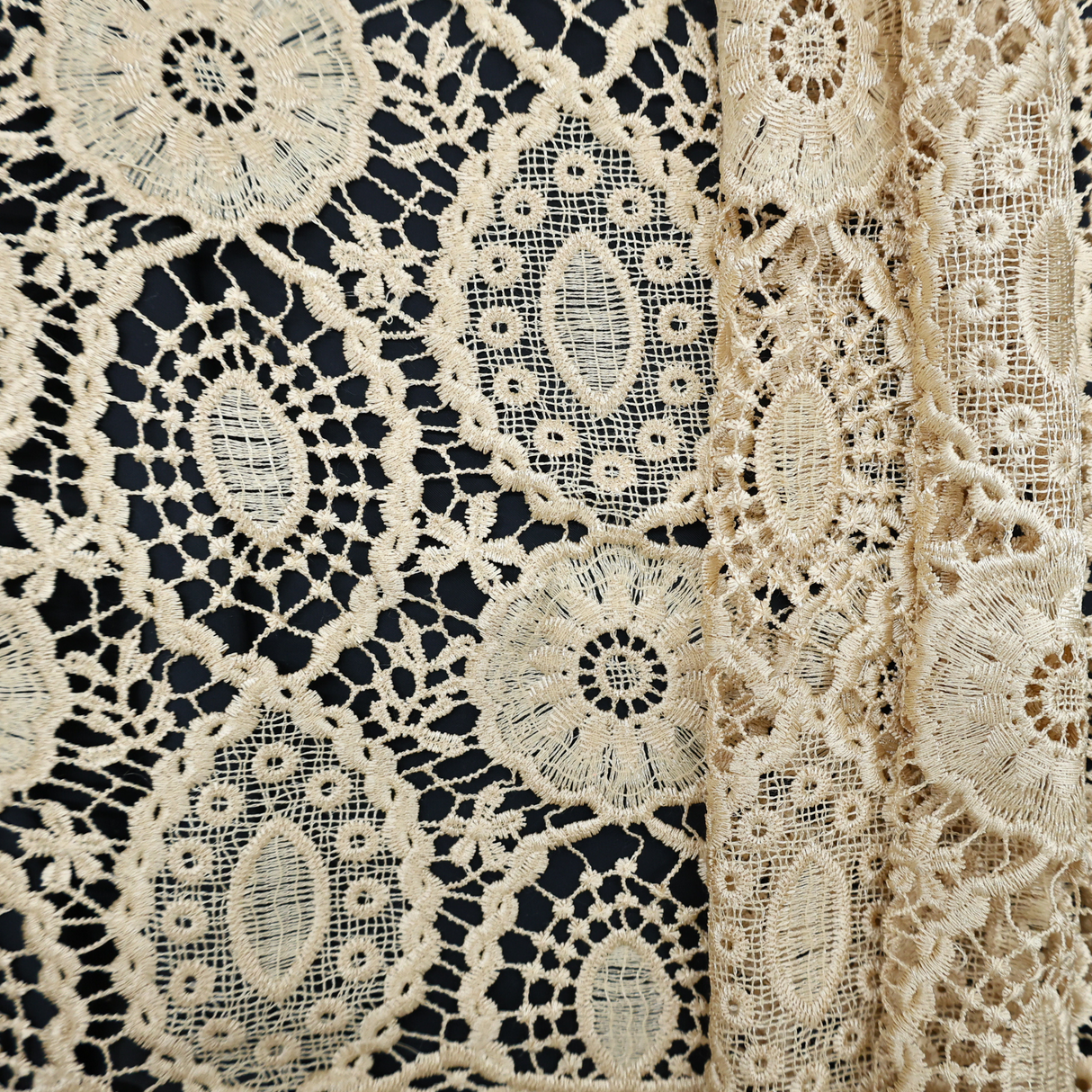 Embroidered Lace Fabric – Light Yellow(#ELA03)/By the Yard