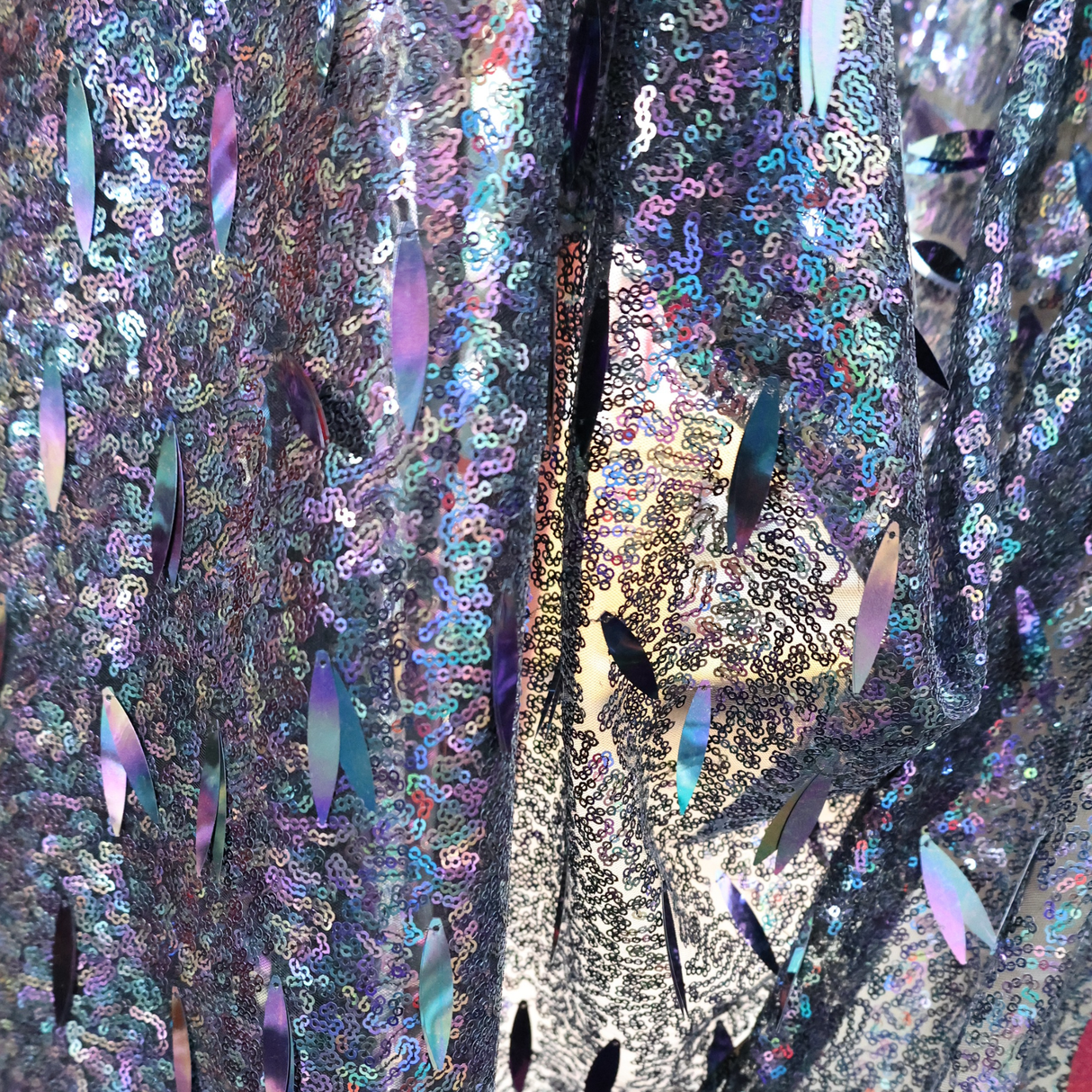 Sequins & Paillettes Mesh Fabric, Iridescent Firework Design, By the Yard