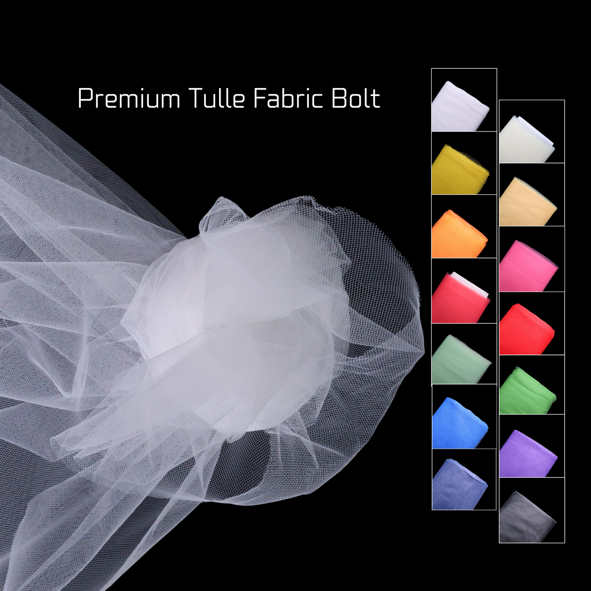 Tulle Fabric Bolt – 14 Colors, 54" Wide x 40 Yards | Best Quality, Soft, Sheer & Lightweight Mesh for Wedding, Crafts, Party Decorations