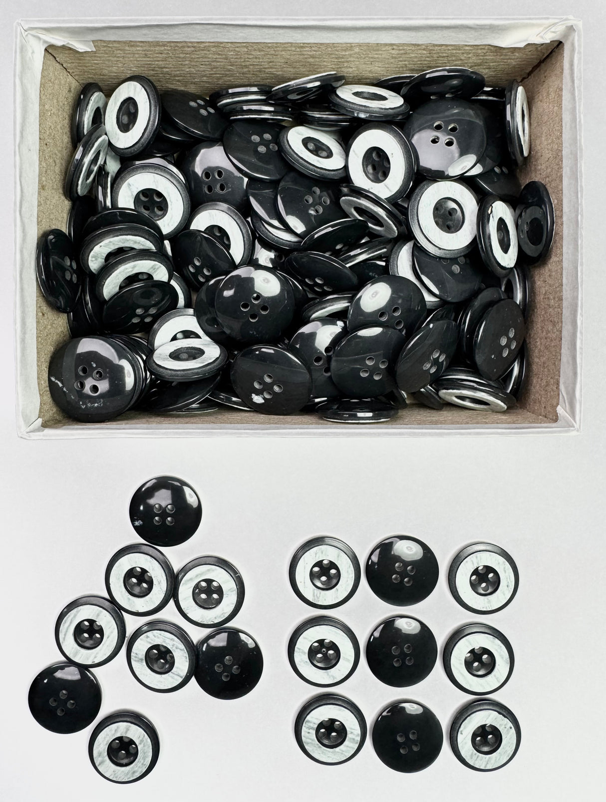 Button, Plastic Resin, RENO Italy, 36L(7/8"), 1 Gross Box, for Sewing & Craft, Art & Deco