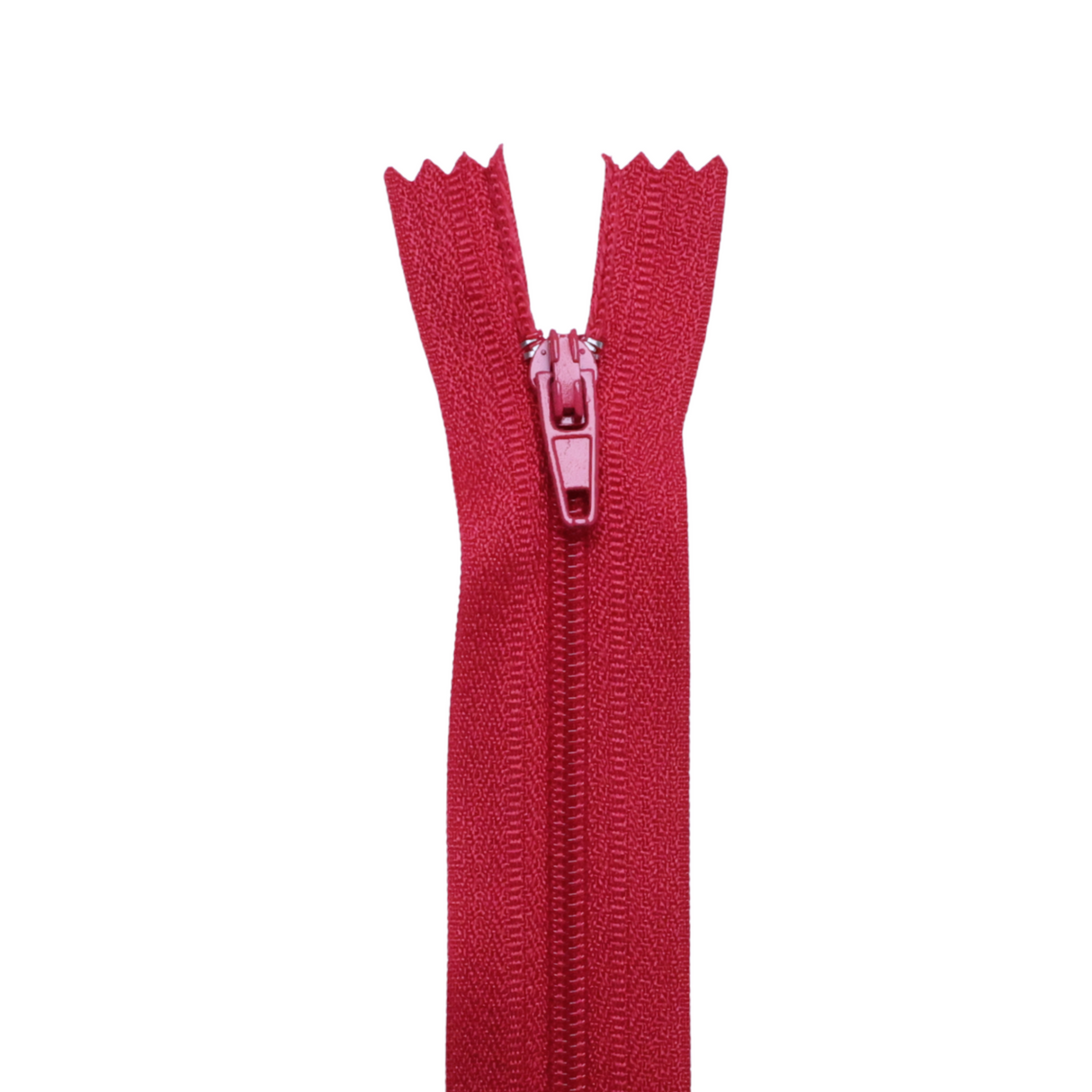 Plastic Normal Zippers: 24", Closed-End, All-Purpose, RED Shade