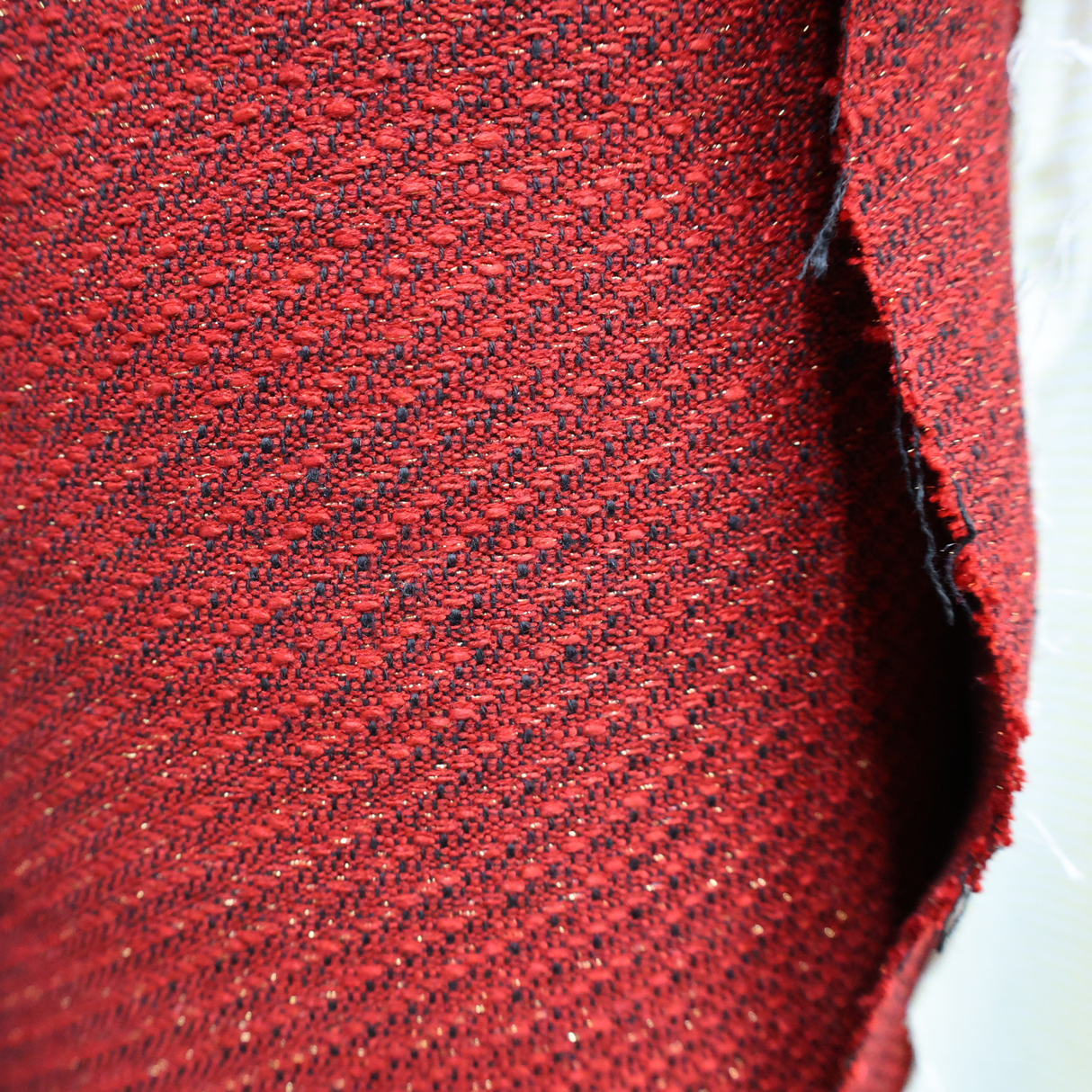 Red Black Tweed Textured Woven Fabric – By the Yard