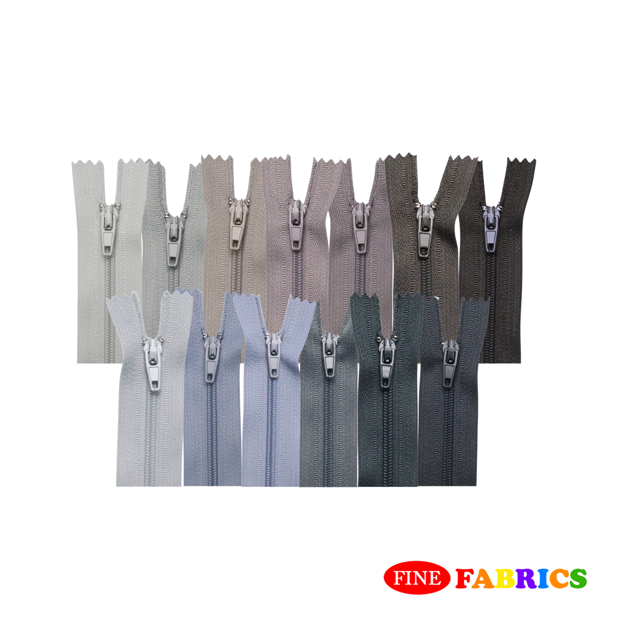 Plastic Normal Zippers: 18", Closed-End, All-Purpose, GRAY Shade