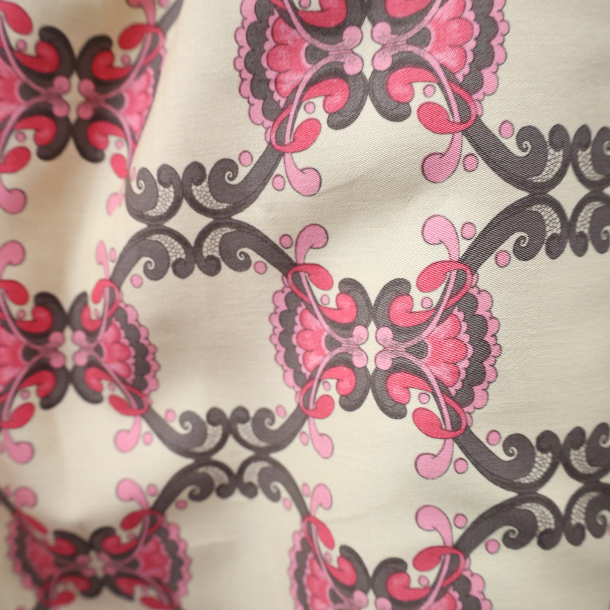 Baroque Floral Print Fabric, Cotton-Poly Blend, By the Yard