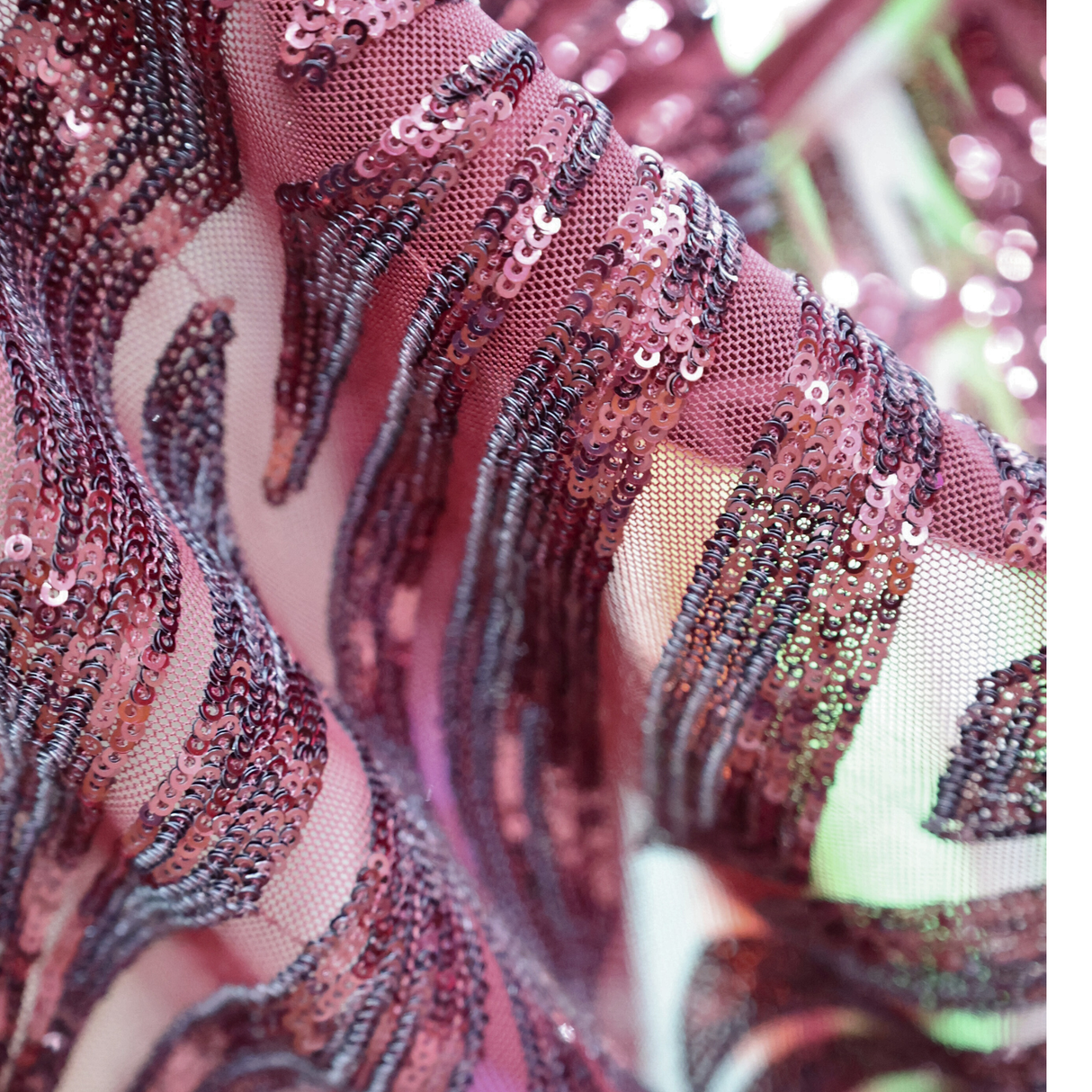 Burgundy Geometric Sequin Mesh Fabric(#SPI11) By the Yard
