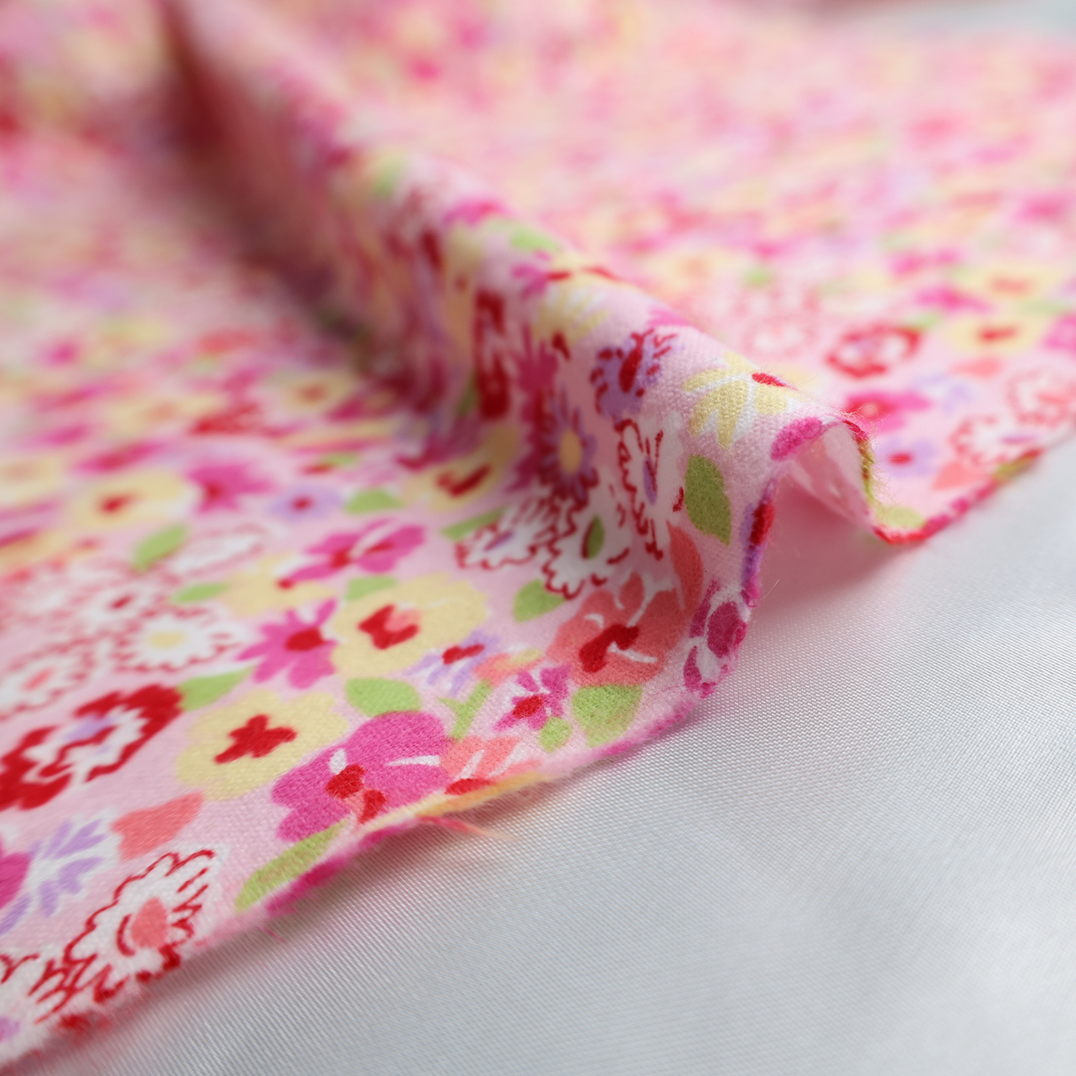 100% Cotton Flannel Fabric / Floral Printed - By the Yard