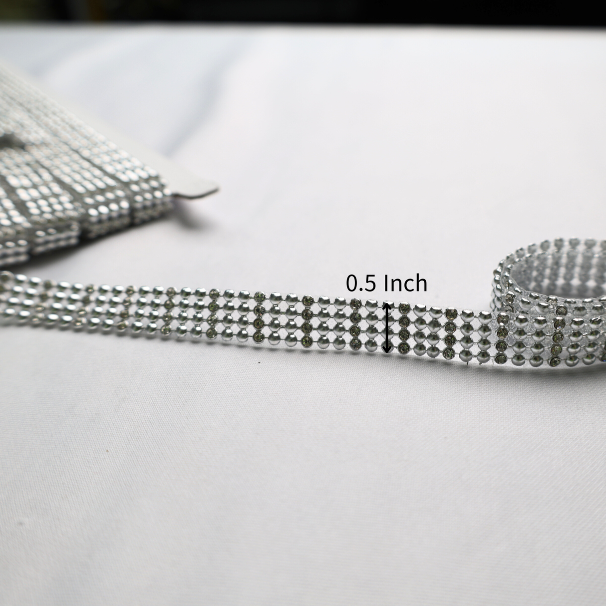 Silver Rhinestone Trim- 0.5 Inch/10YDS (#SIL24)