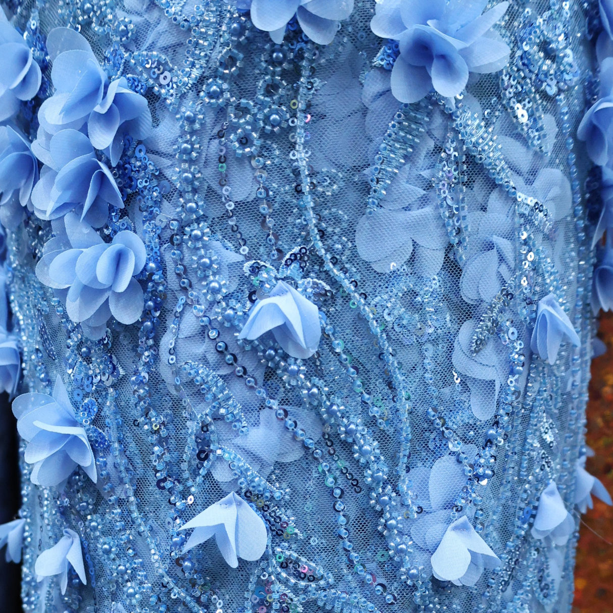 Luxury 3D Floral Embroidered Tulle with Sequins & Beads Design(9 Colors) By the Yard