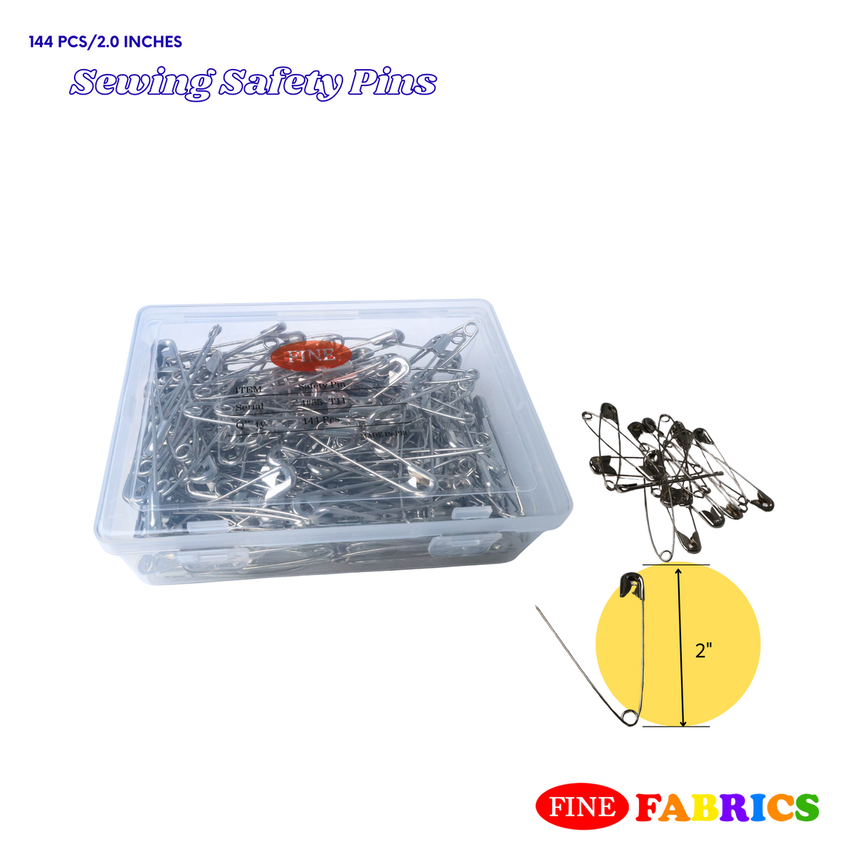 Sewing Safety Pins: 144 pcs/box, 1.5/2.0 Inches