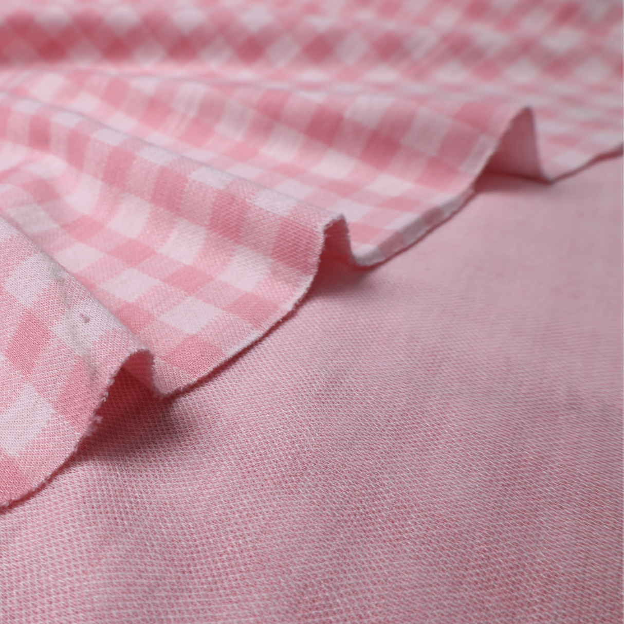 Stretch Gingham Double Knit Fabric/Pink- By the Yard