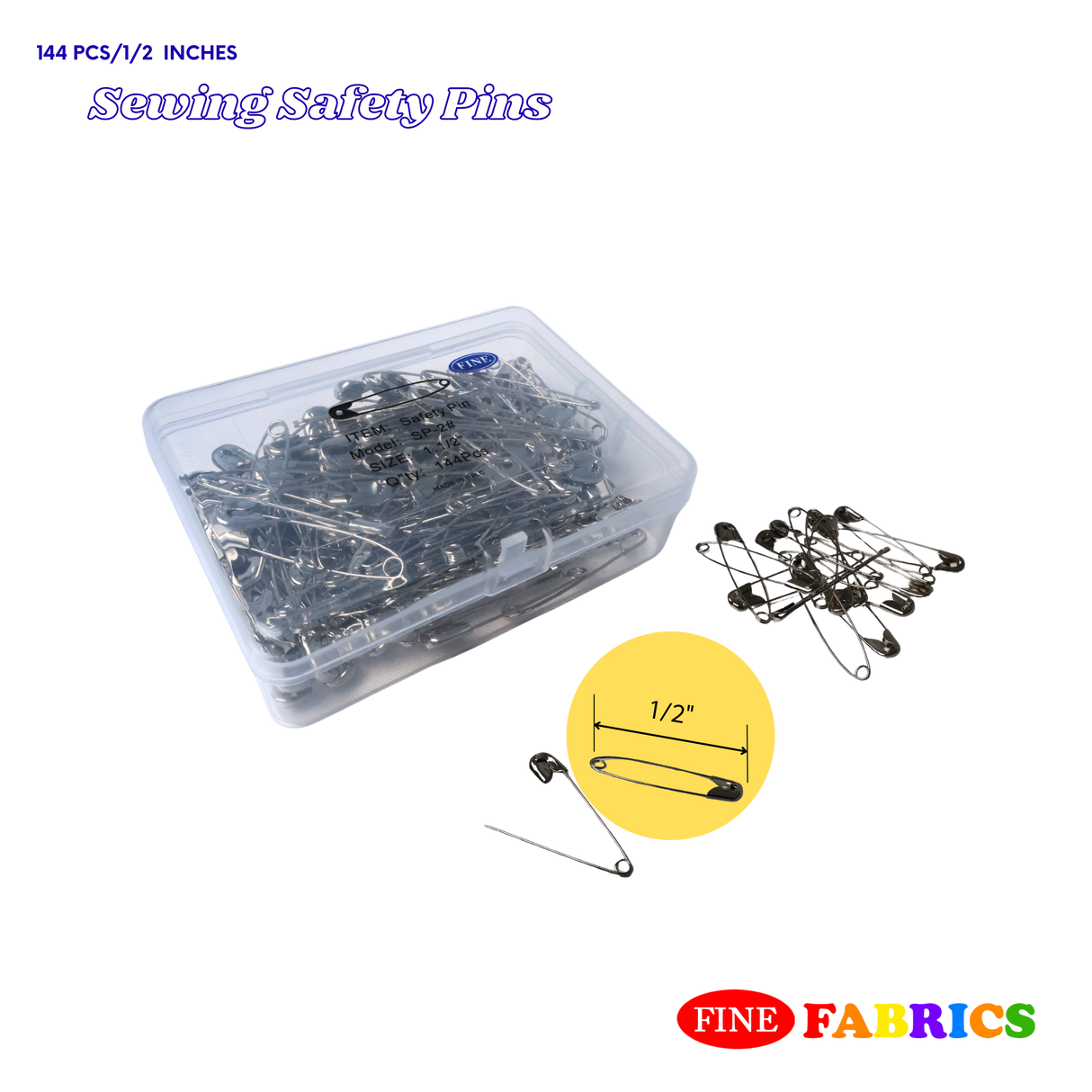 Sewing Safety Pins: 144 pcs/box, 1.5/2.0 Inches