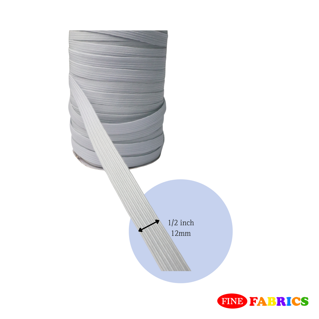 Knitted Elastic Band, 200 Yards/Roll, 2 Colors(White, Black), 2 Sizes(1/4", 1/2")