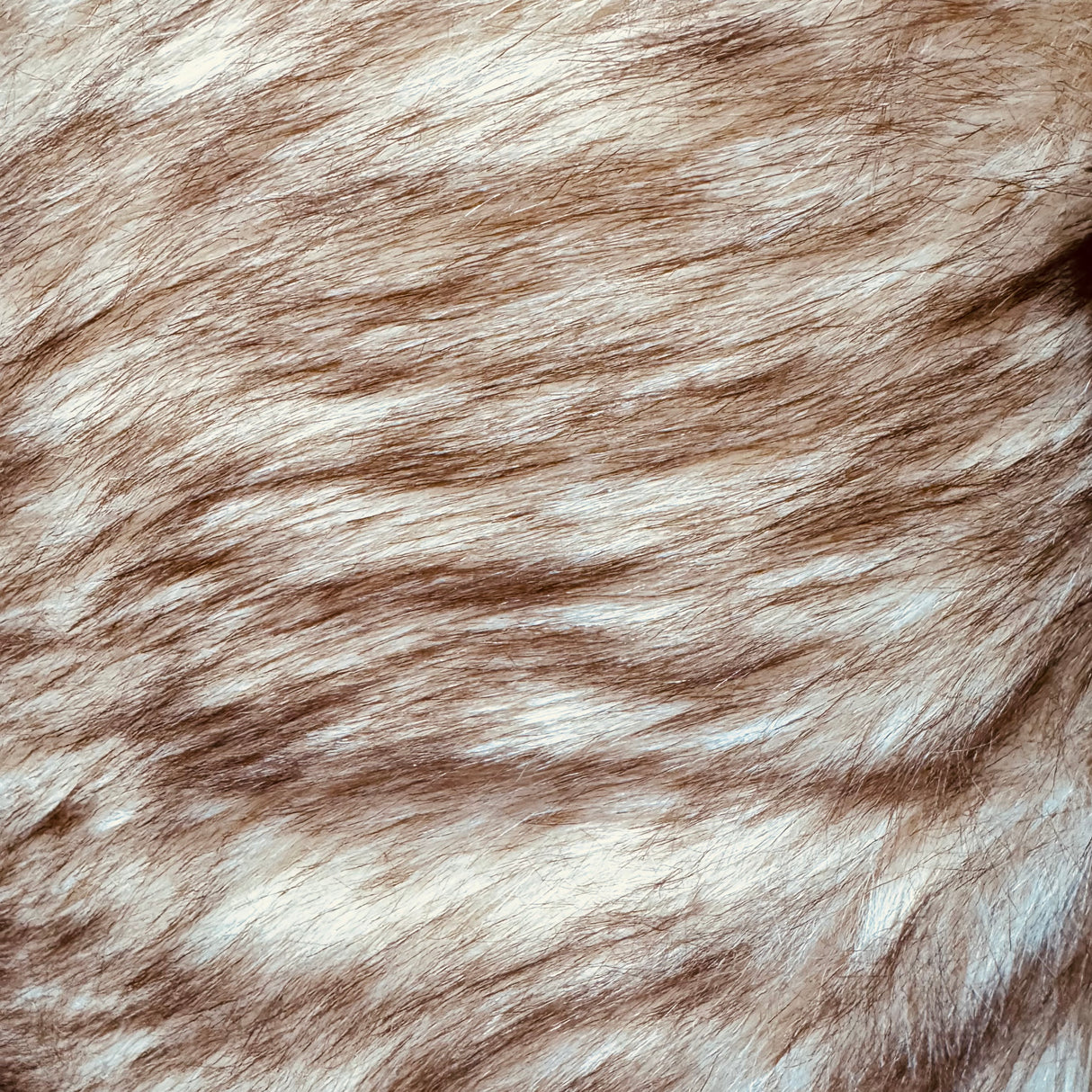 Faux Fur Fabric – Cream with Light Brown(#FFL13) - By the Yard